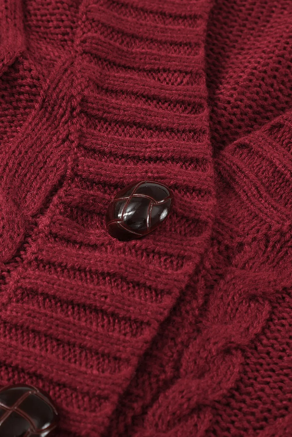 Burgundy Front Pocket Closure Cardigan