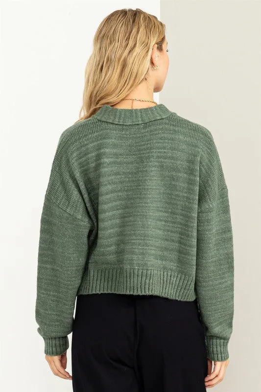 Button Front Cropped Cardigan Sweater