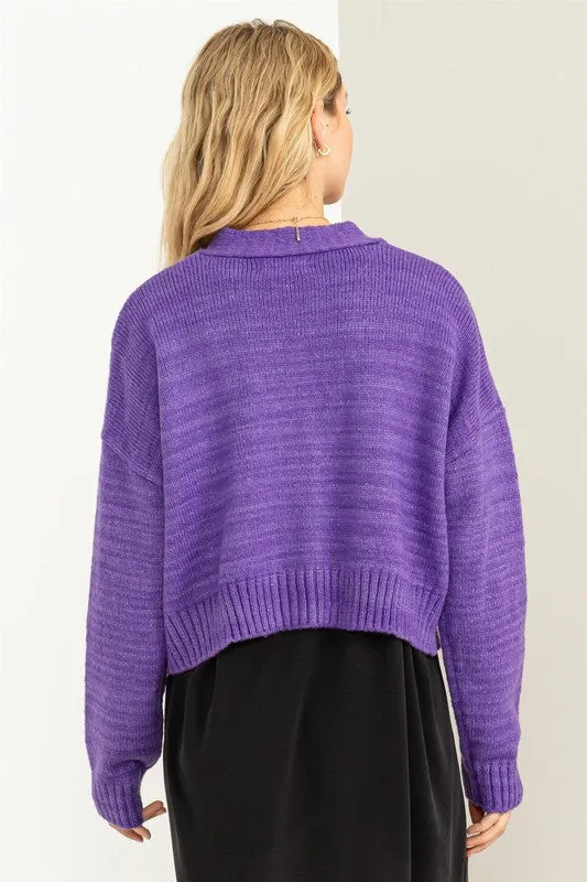 Button Front Cropped Cardigan Sweater