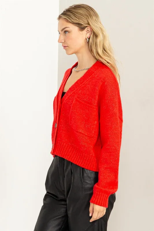 Button Front Cropped Cardigan Sweater