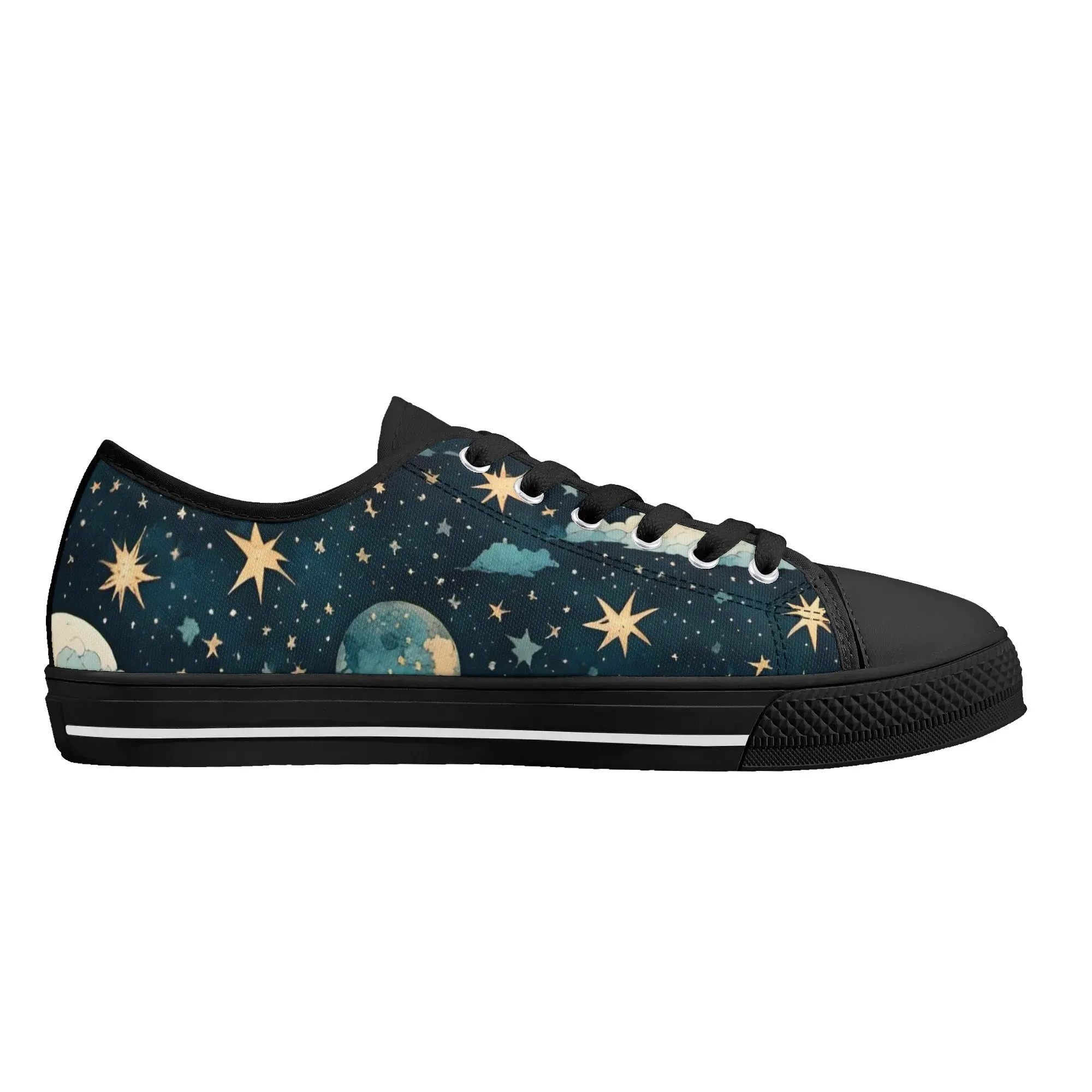 Celestial Blue Clouds Sky Womens Rubber Low Top Sneakers