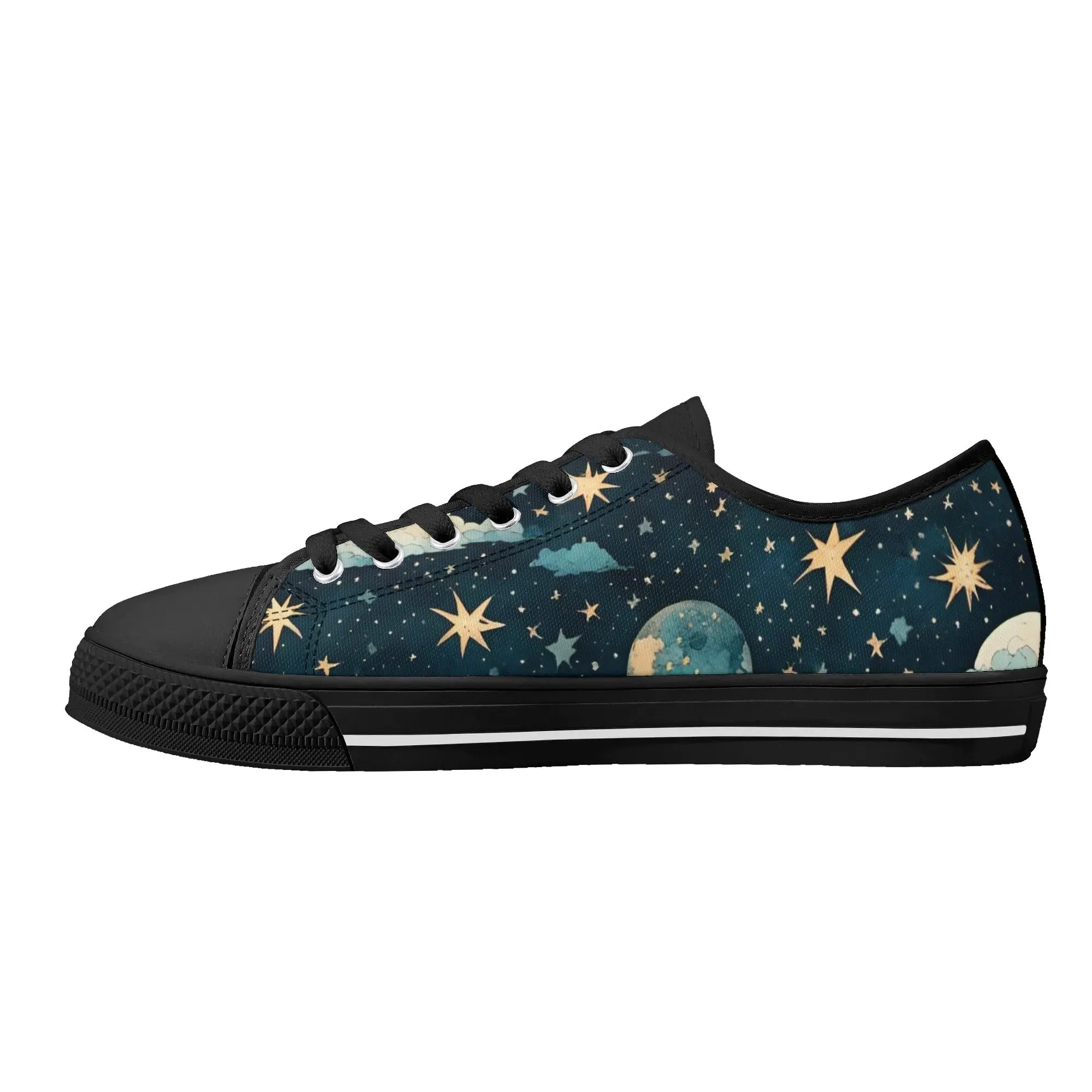 Celestial Blue Clouds Sky Womens Rubber Low Top Sneakers