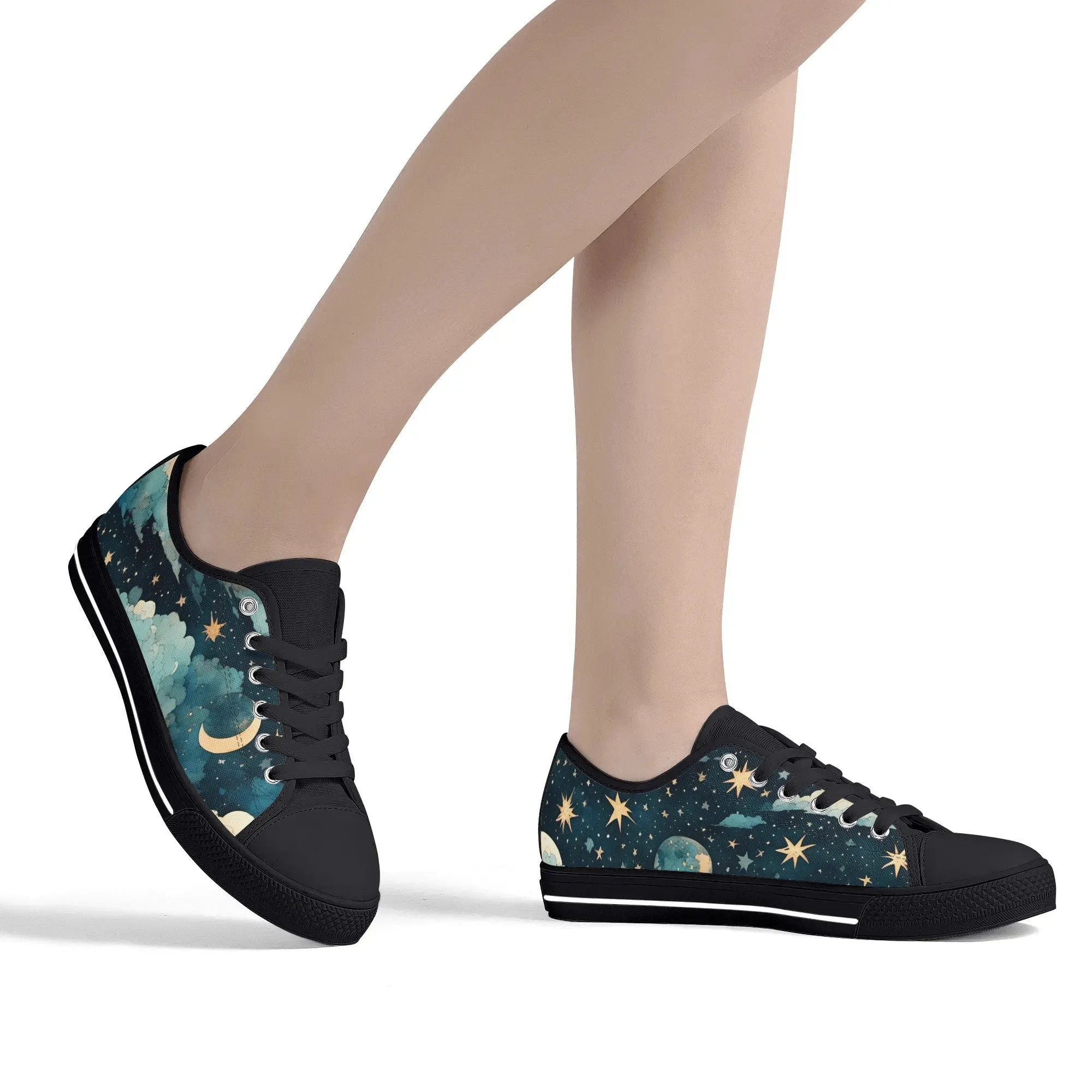 Celestial Blue Clouds Sky Womens Rubber Low Top Sneakers
