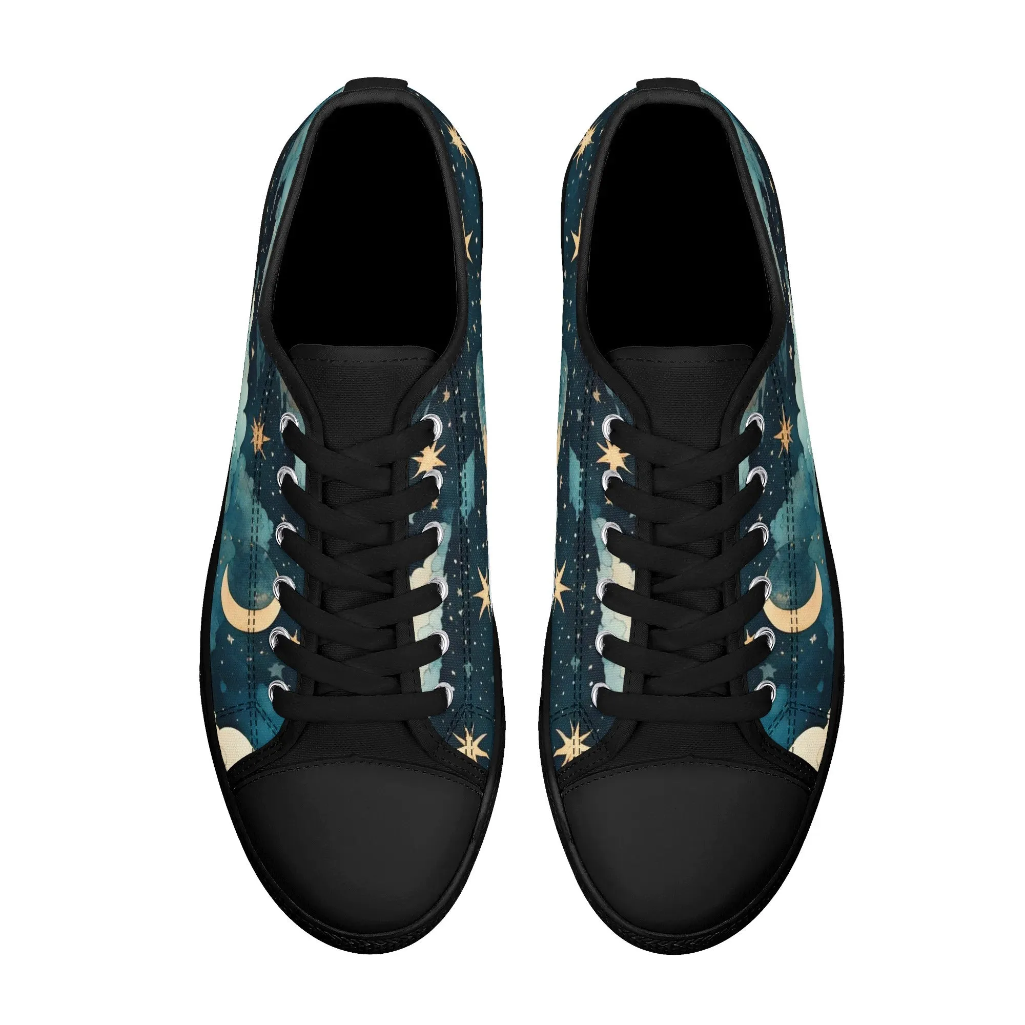 Celestial Blue Clouds Sky Womens Rubber Low Top Sneakers