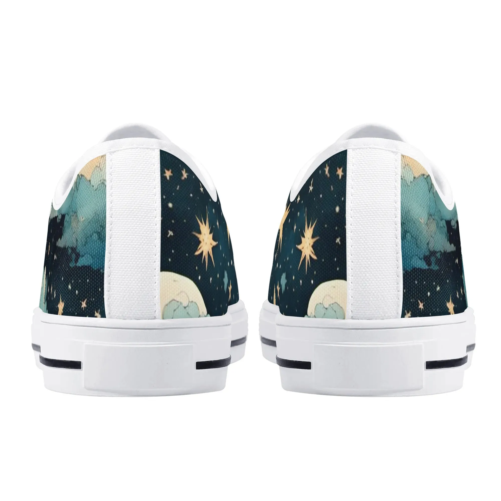 Celestial Blue Clouds Sky Womens Rubber Low Top Sneakers