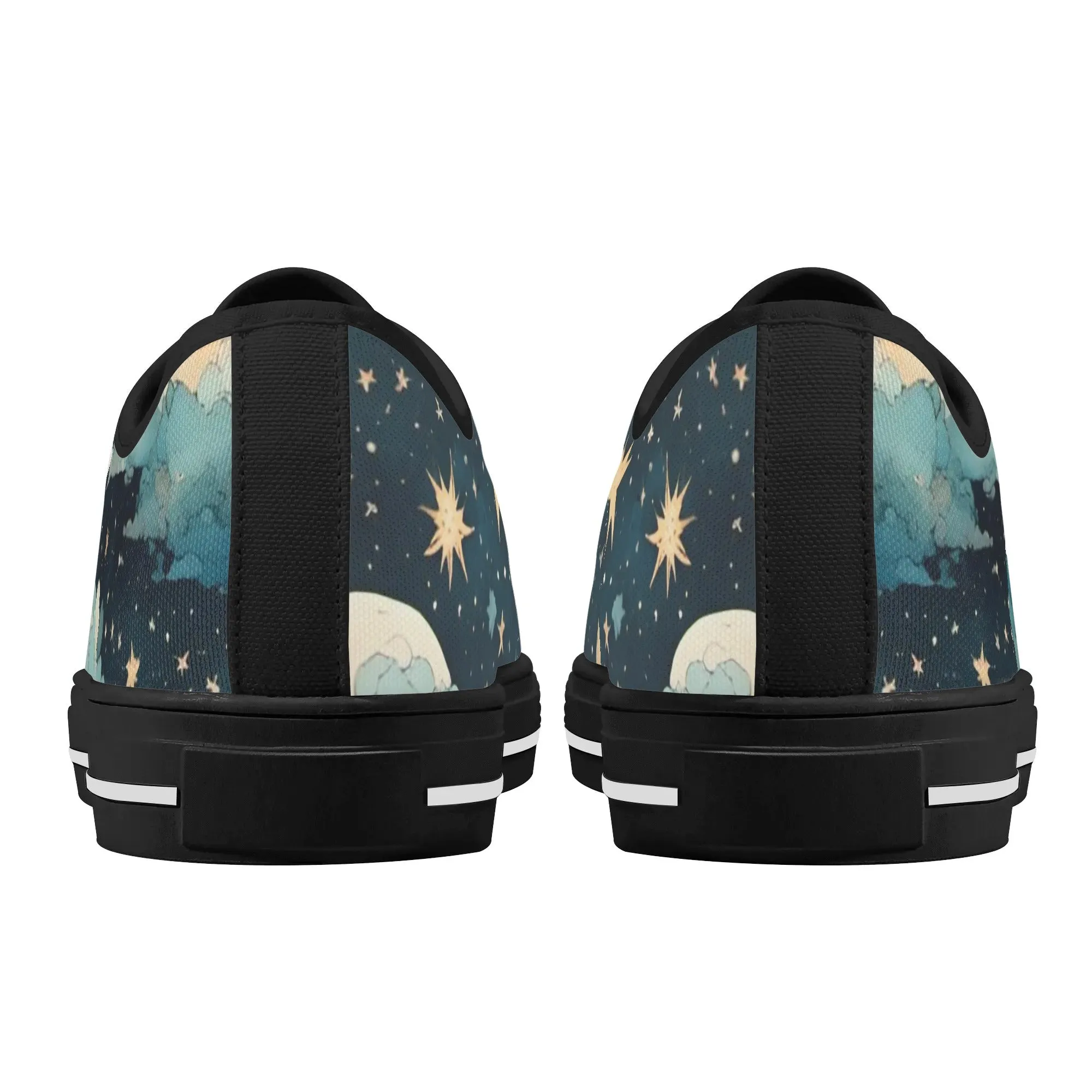 Celestial Blue Clouds Sky Womens Rubber Low Top Sneakers