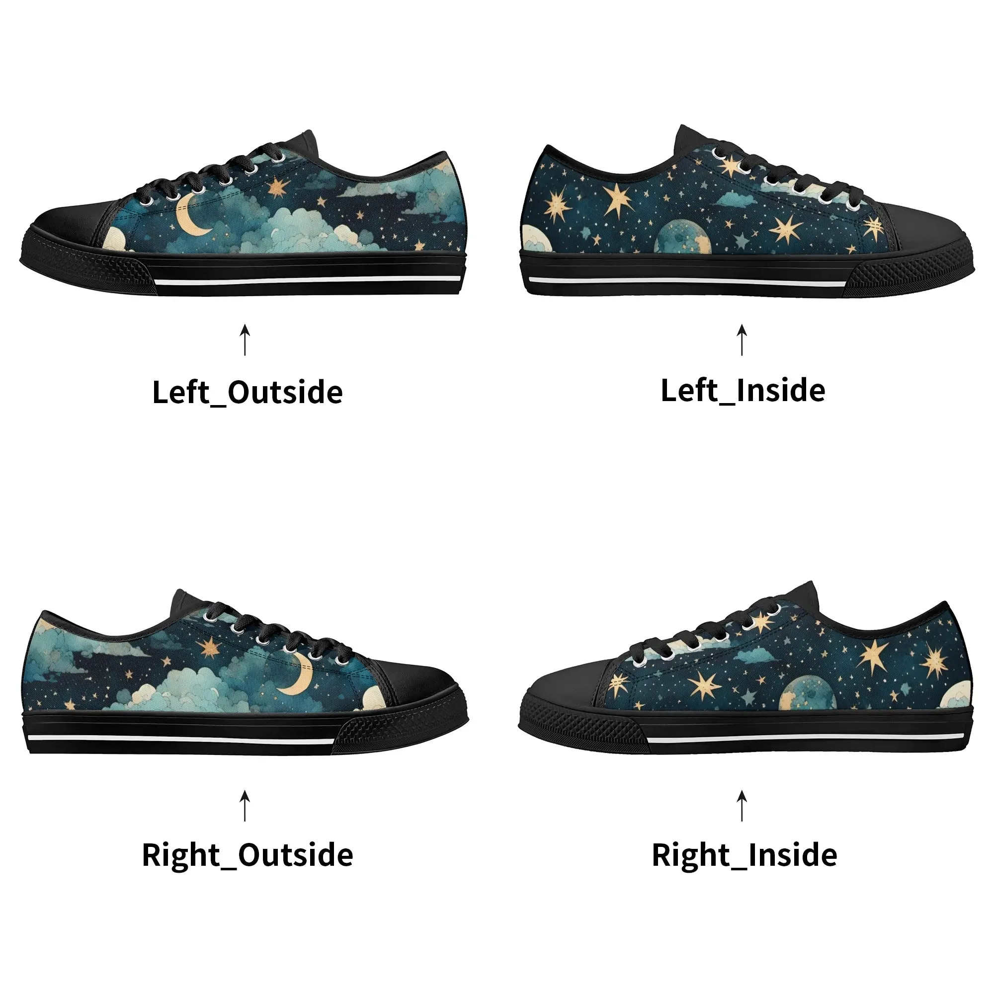 Celestial Blue Clouds Sky Womens Rubber Low Top Sneakers