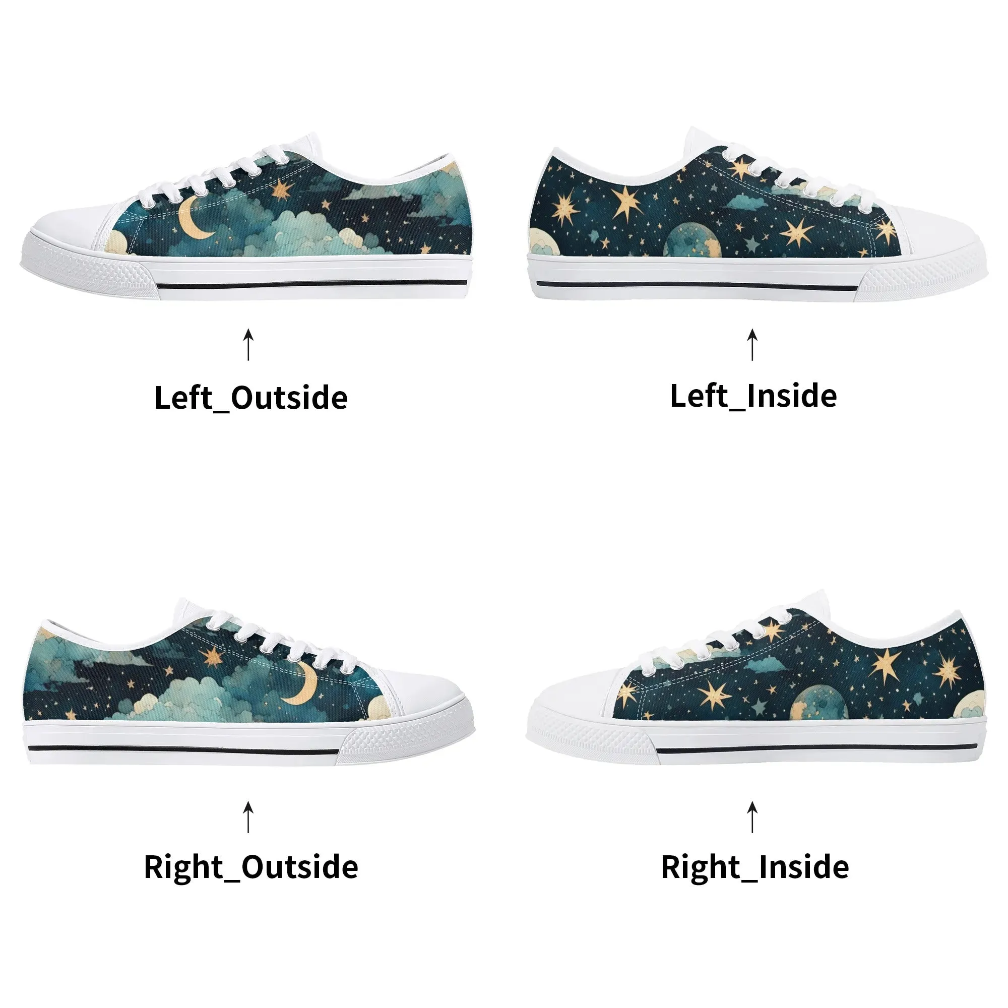 Celestial Blue Clouds Sky Womens Rubber Low Top Sneakers