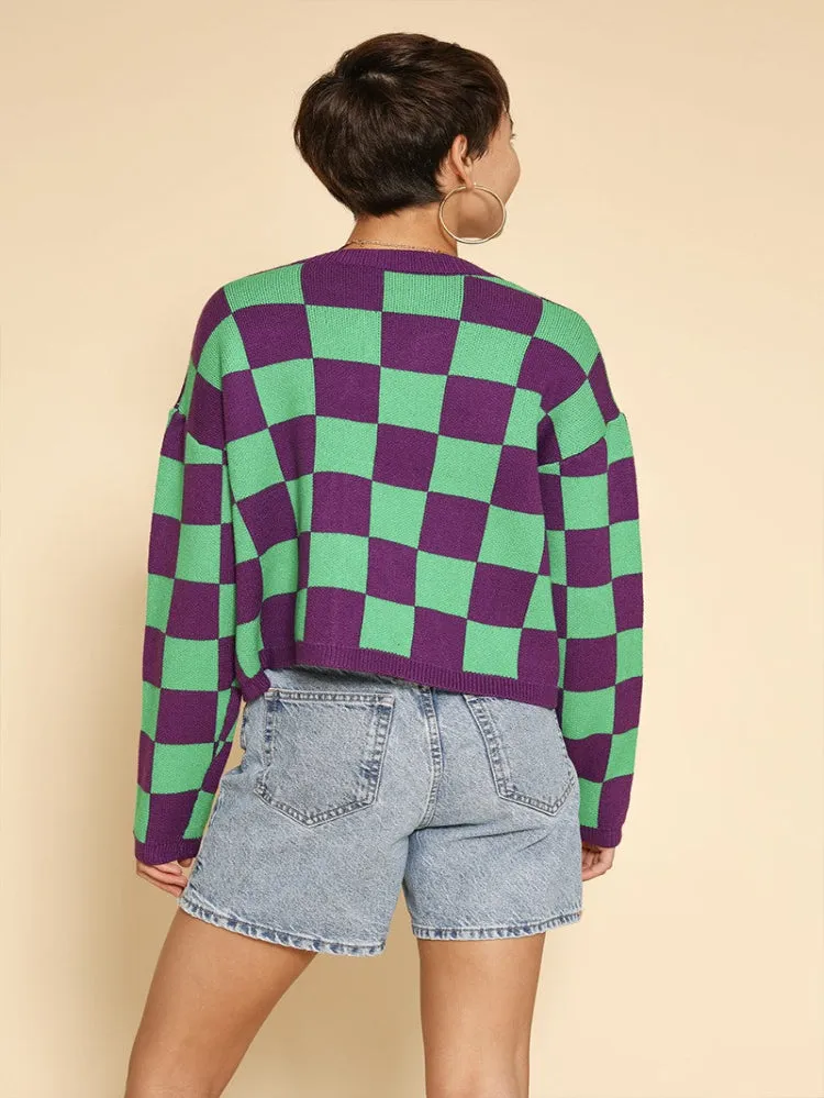 Checkered Tie Front Cardigans