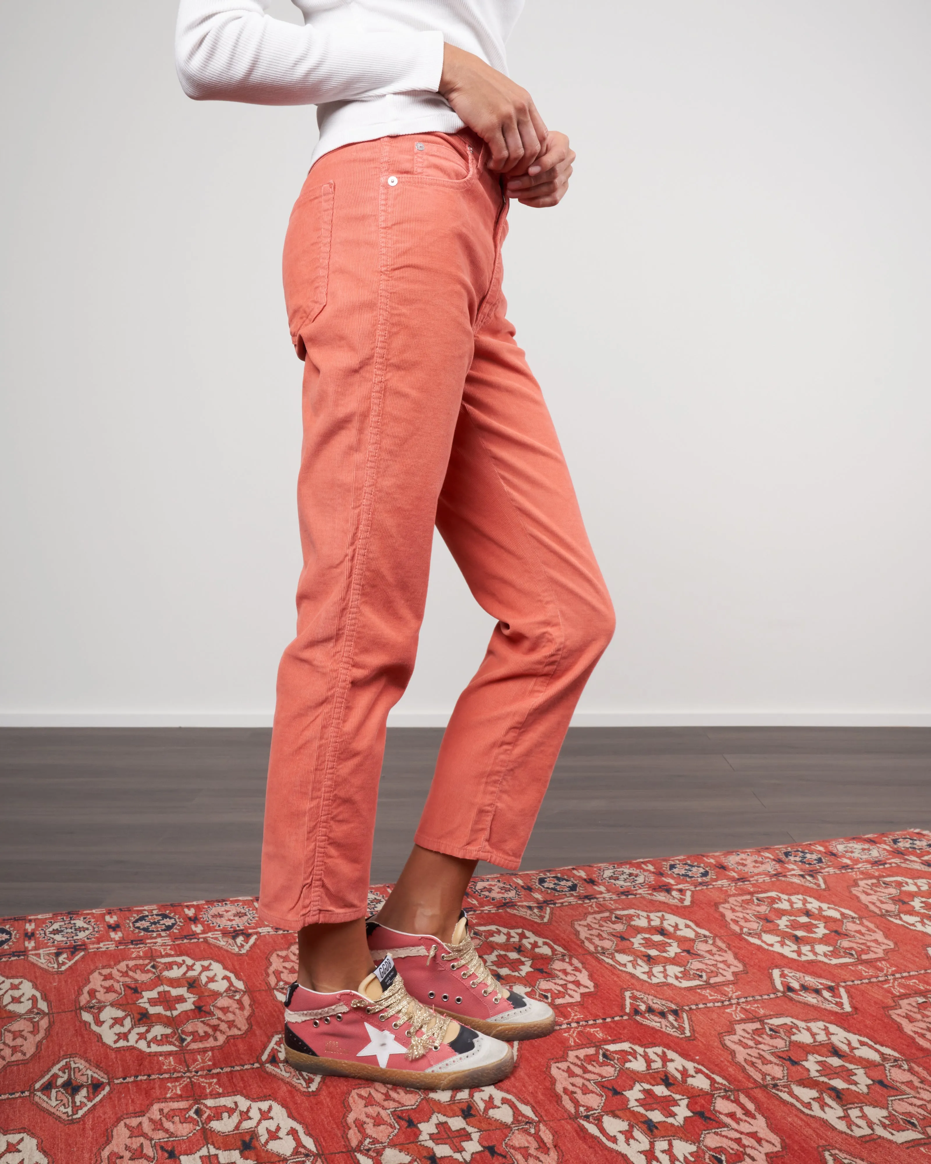 chloe crop corduroy pants - flame