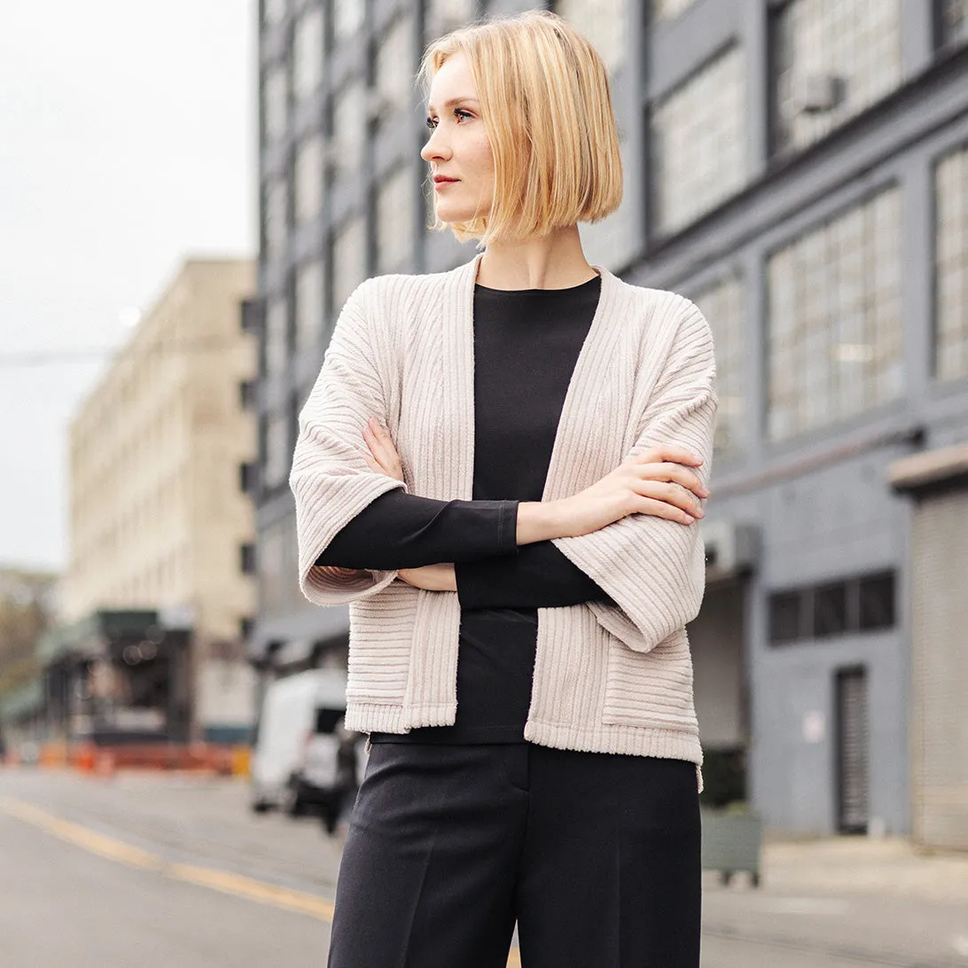 Chunky Ribbed - Cropped Pocket Sweater Cardigan - Sand - Final Sale!