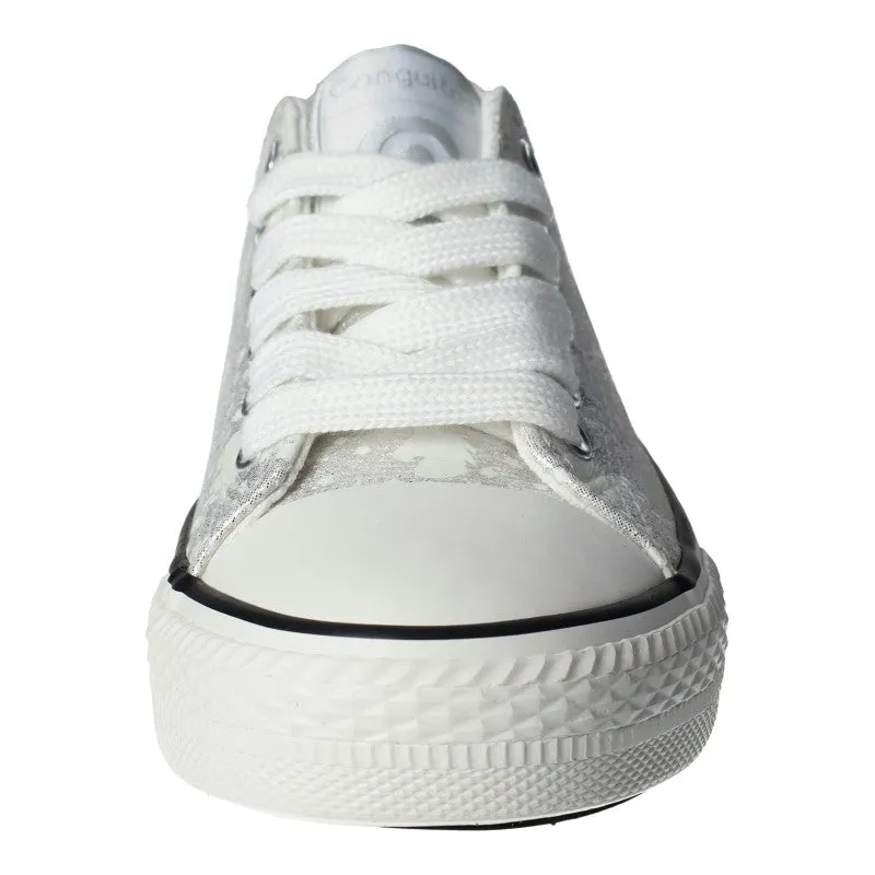 Conguitos Lona Silver Unicorn Print Canvas Shoes