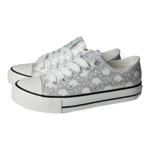Conguitos Lona Silver Unicorn Print Canvas Shoes