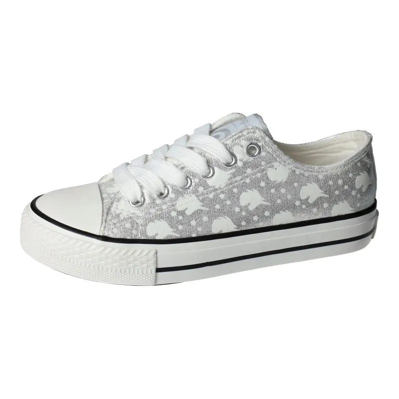 Conguitos Lona Silver Unicorn Print Canvas Shoes