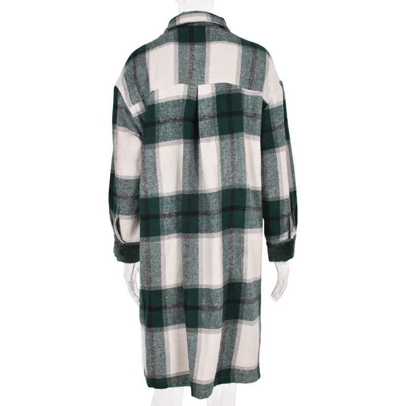 Contrast Single-breasted Plaid Coat Outerwear