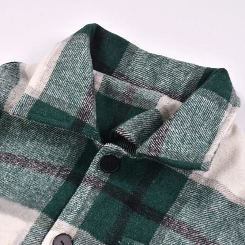 Contrast Single-breasted Plaid Coat Outerwear