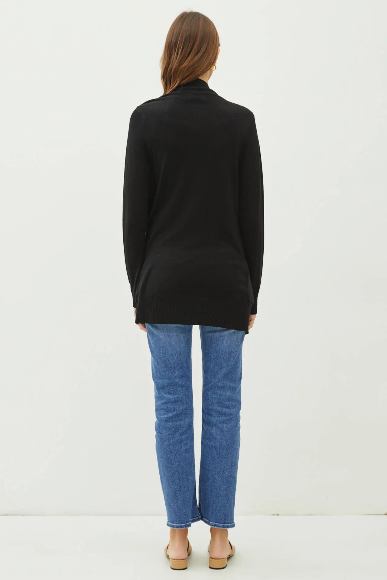 COTTON BLEND KNIT OPEN FRONT CARDIGAN