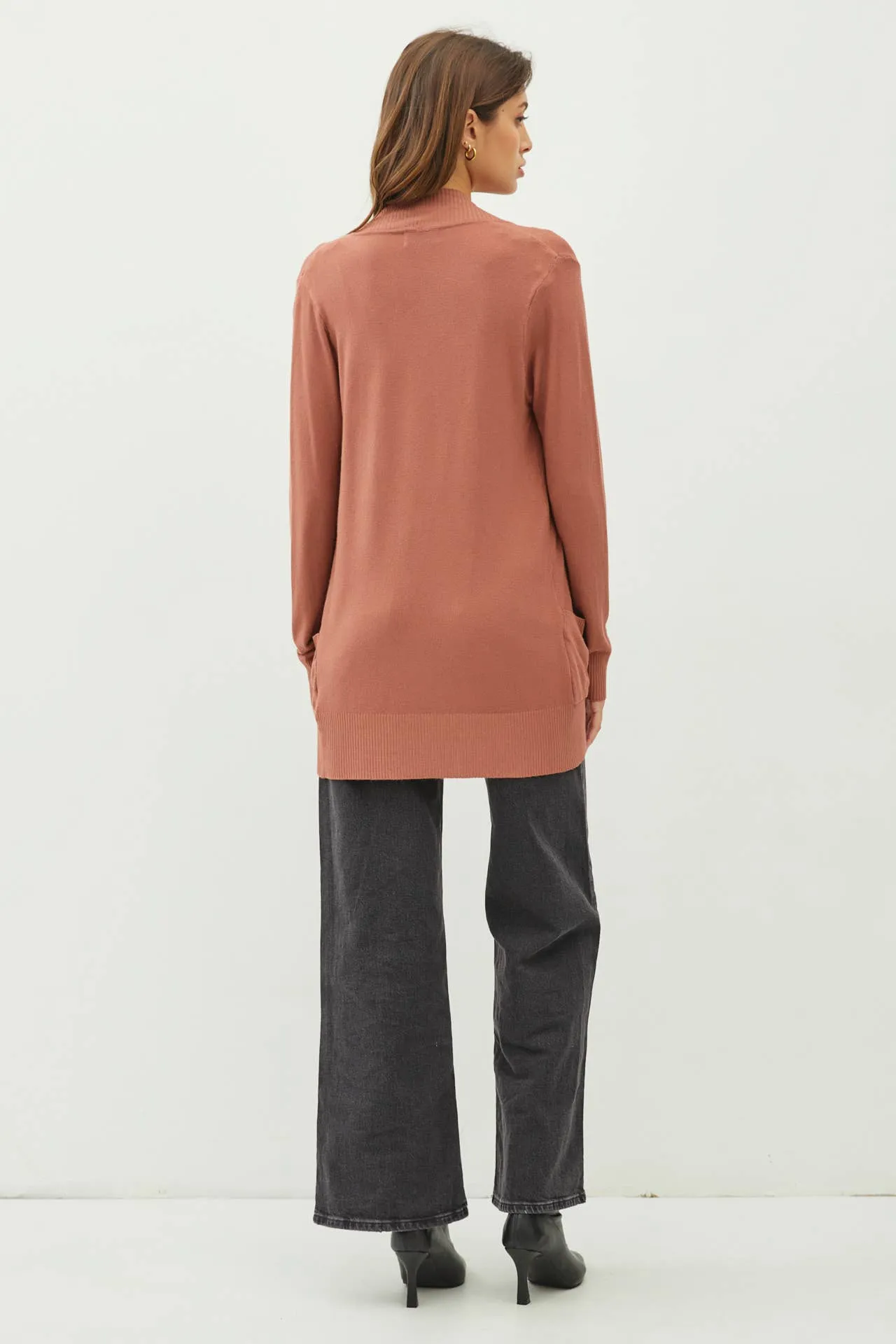COTTON BLEND KNIT OPEN FRONT CARDIGAN
