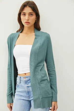 COTTON BLEND KNIT OPEN FRONT CARDIGAN