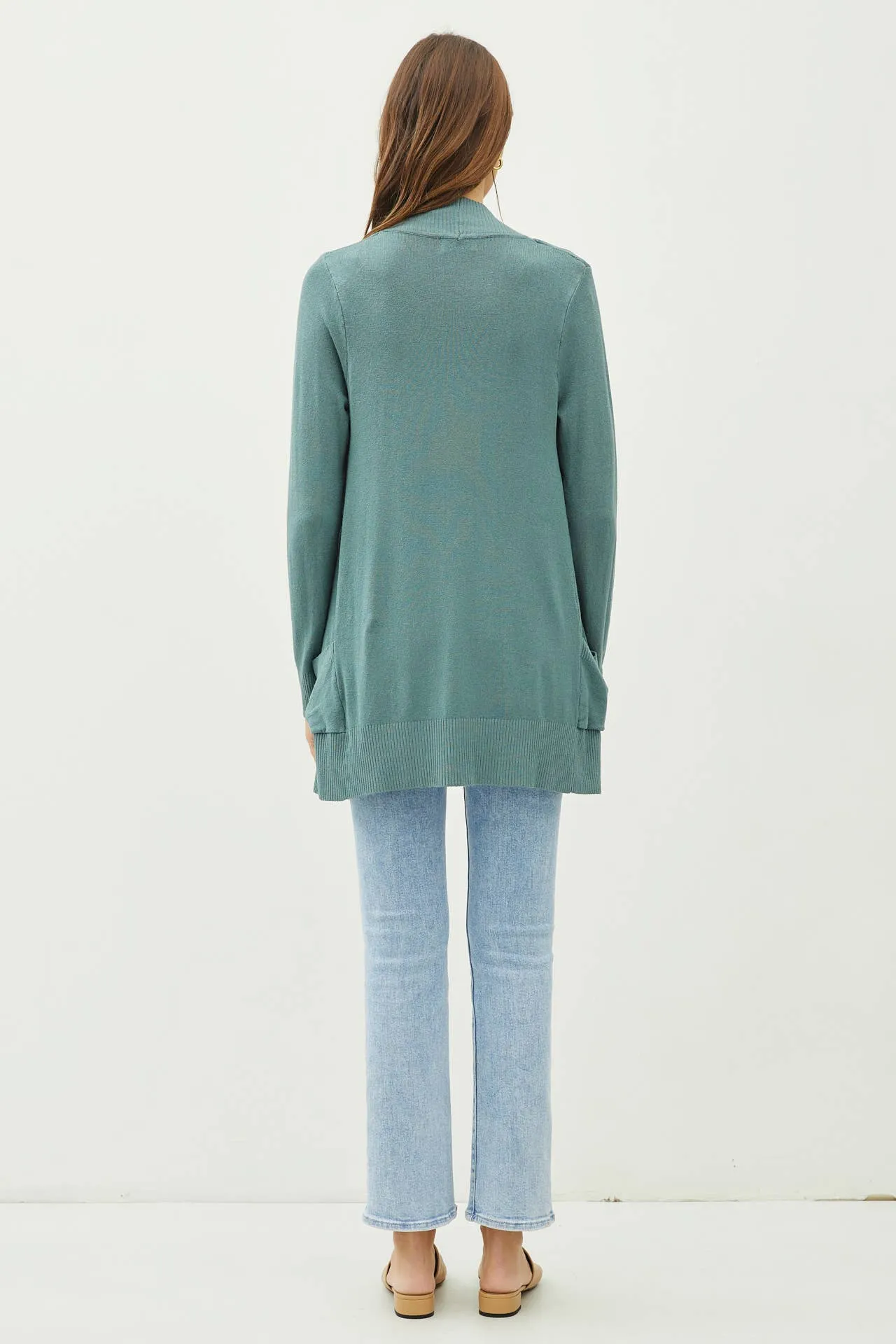 COTTON BLEND KNIT OPEN FRONT CARDIGAN