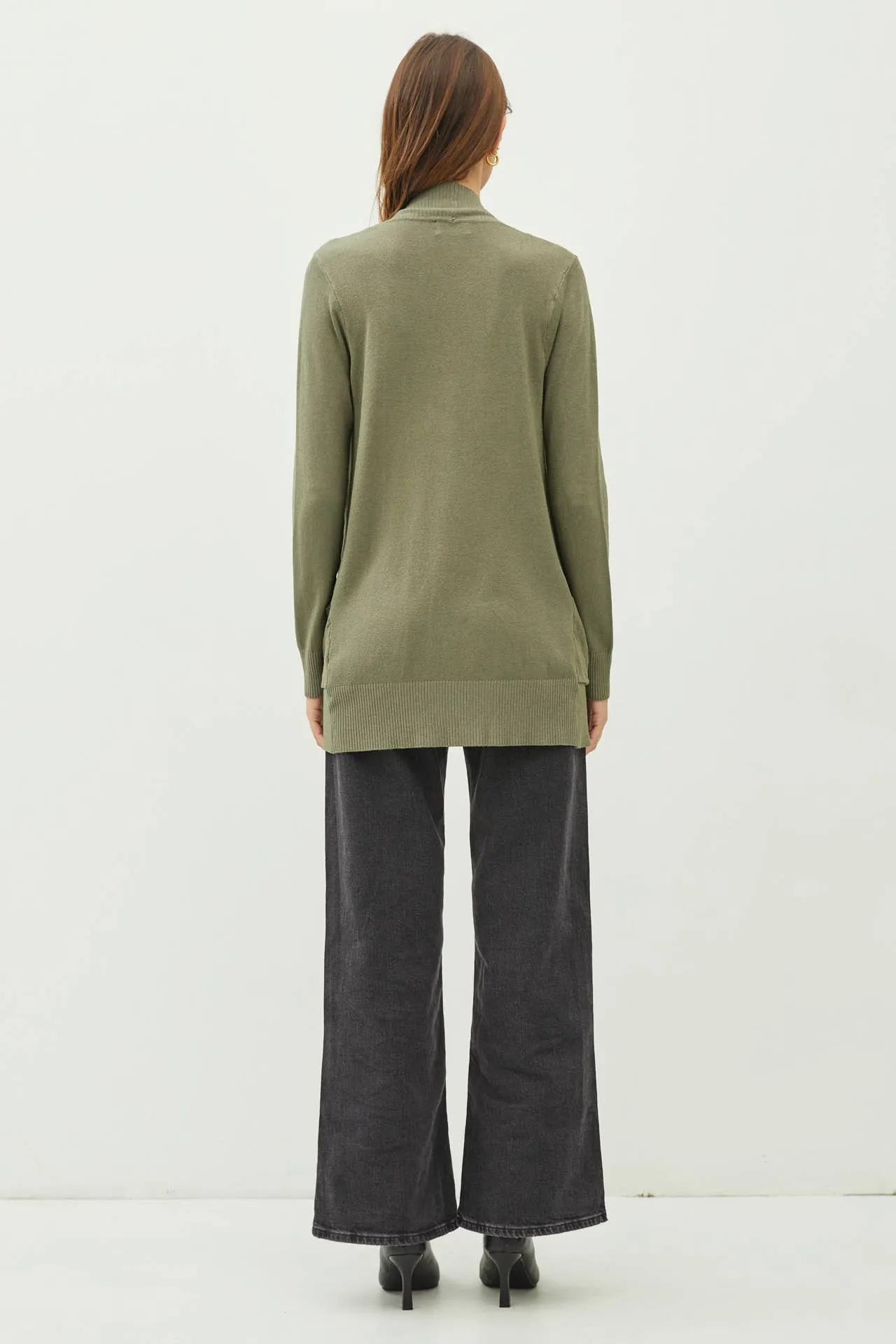 COTTON BLEND KNIT OPEN FRONT CARDIGAN