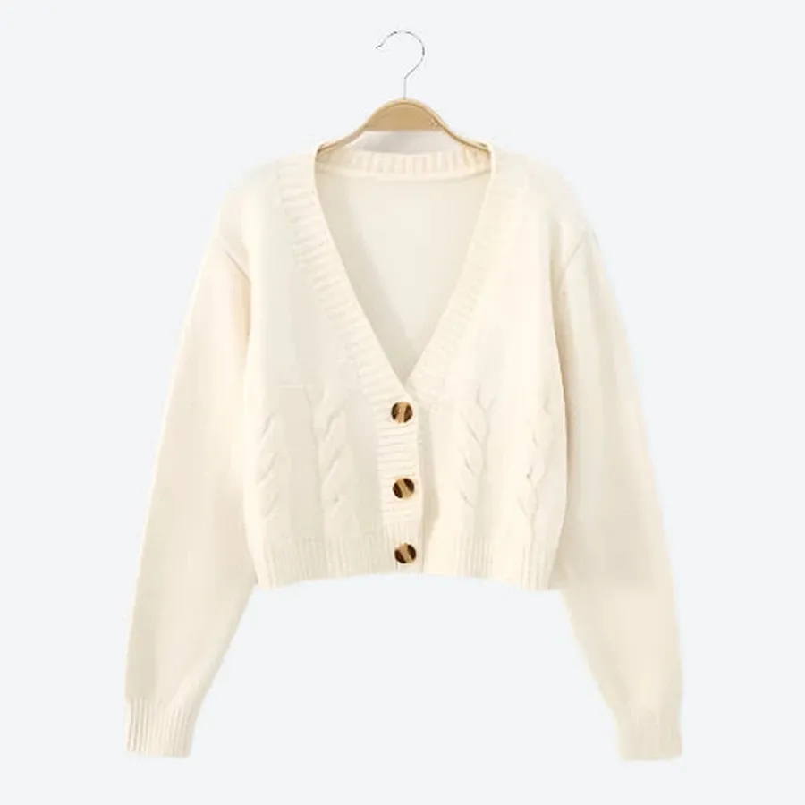 Cozy Cable-Knit Cropped Button Cardigans