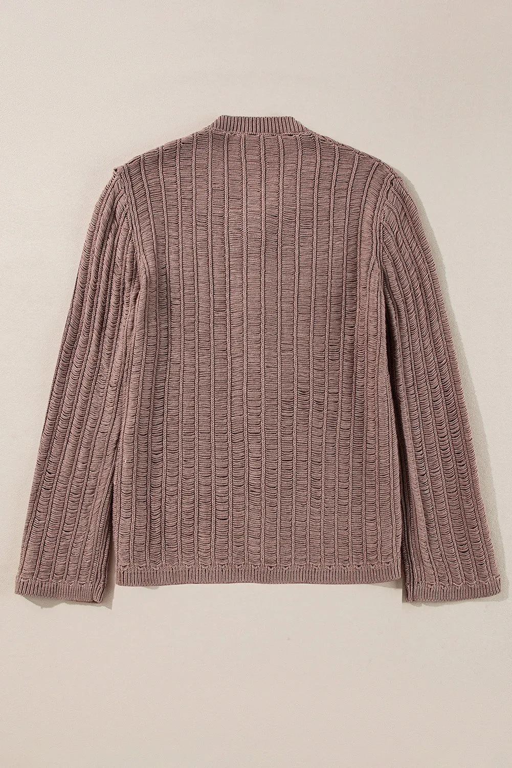 Cut Out Textured Knit Buttoned Cardigan