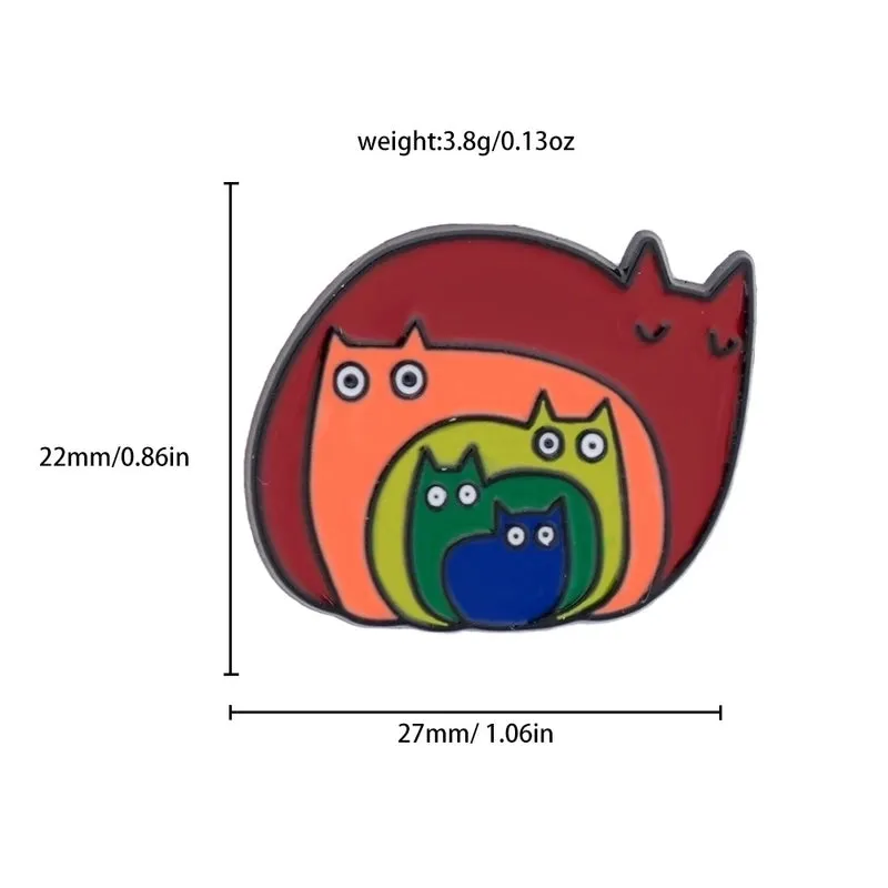 Cute Animal Rainbow Cat Metal Unisex Brooches