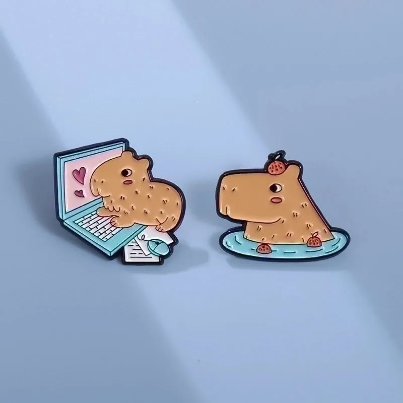 Cute Pin Animal Cartoon Capybara Alloy Plating Unisex Brooches