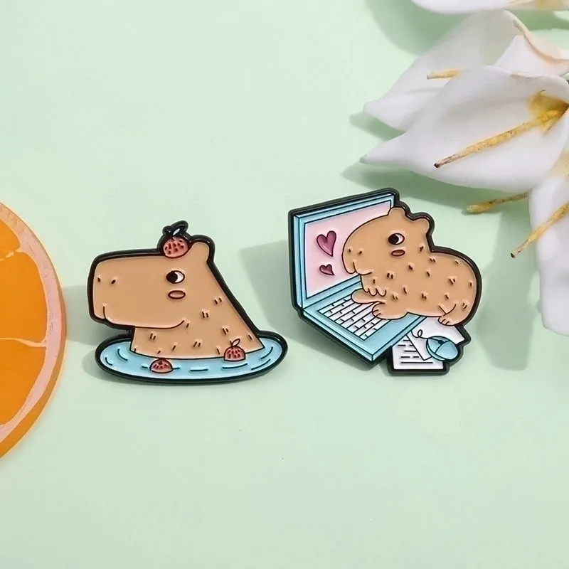 Cute Pin Animal Cartoon Capybara Alloy Plating Unisex Brooches