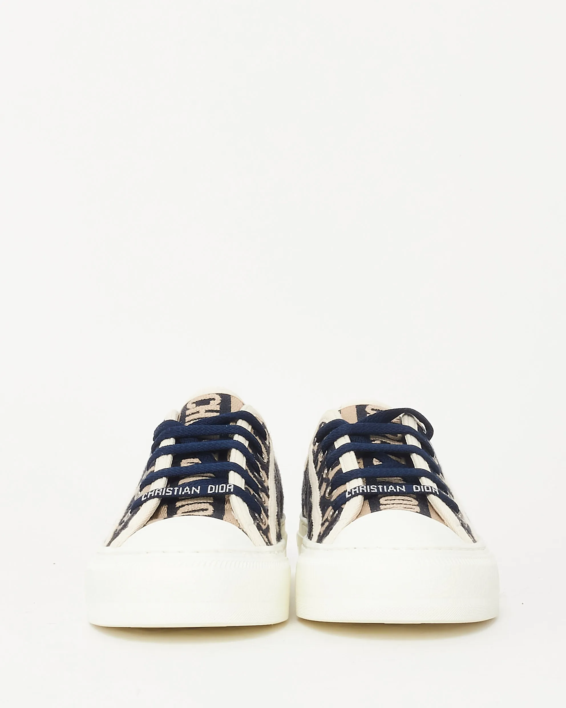Dior Blue & Cream Oblique Canvas Walk'N'Dior Low Top Sneakers - 35.5