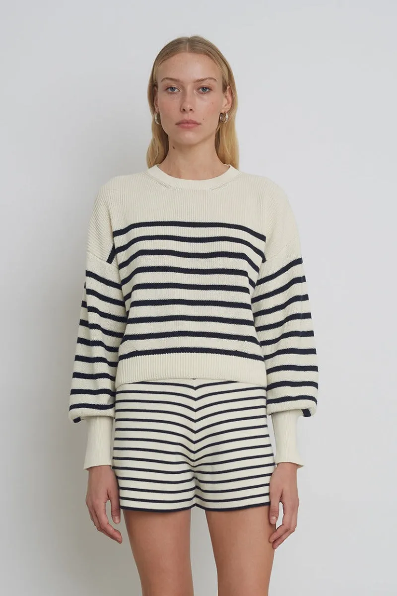 Eleven Six - Layla Stripe Sweater in Ivory & Navy Stripe