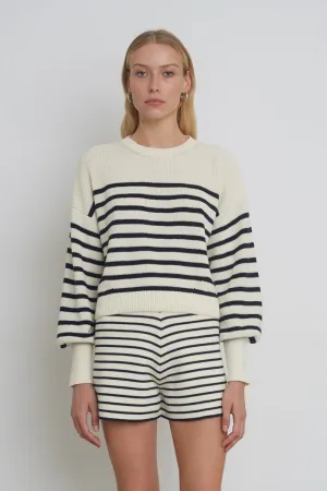 Eleven Six - Layla Stripe Sweater in Ivory & Navy Stripe