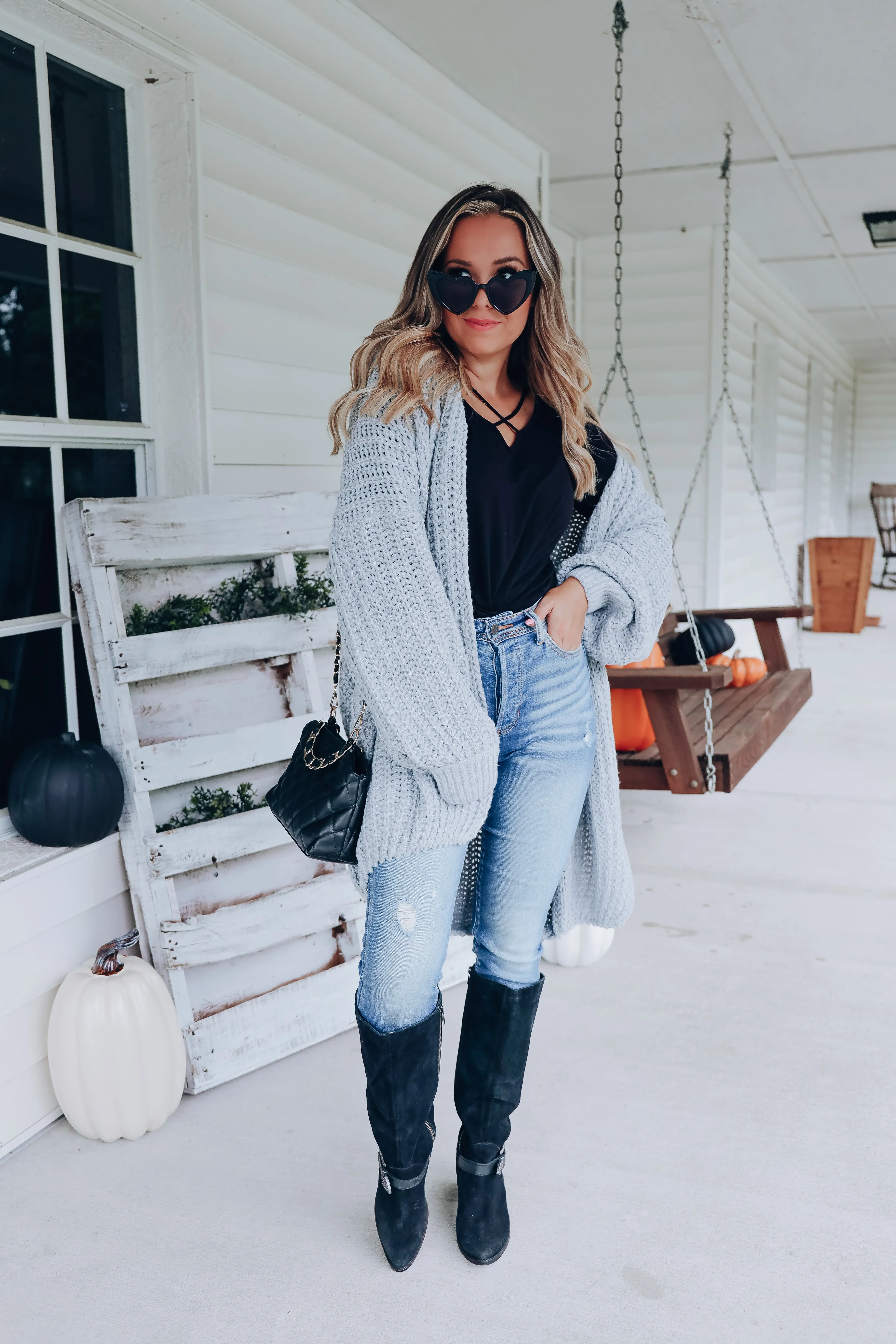 Embracing The Elements Knit Cardigan - Grey