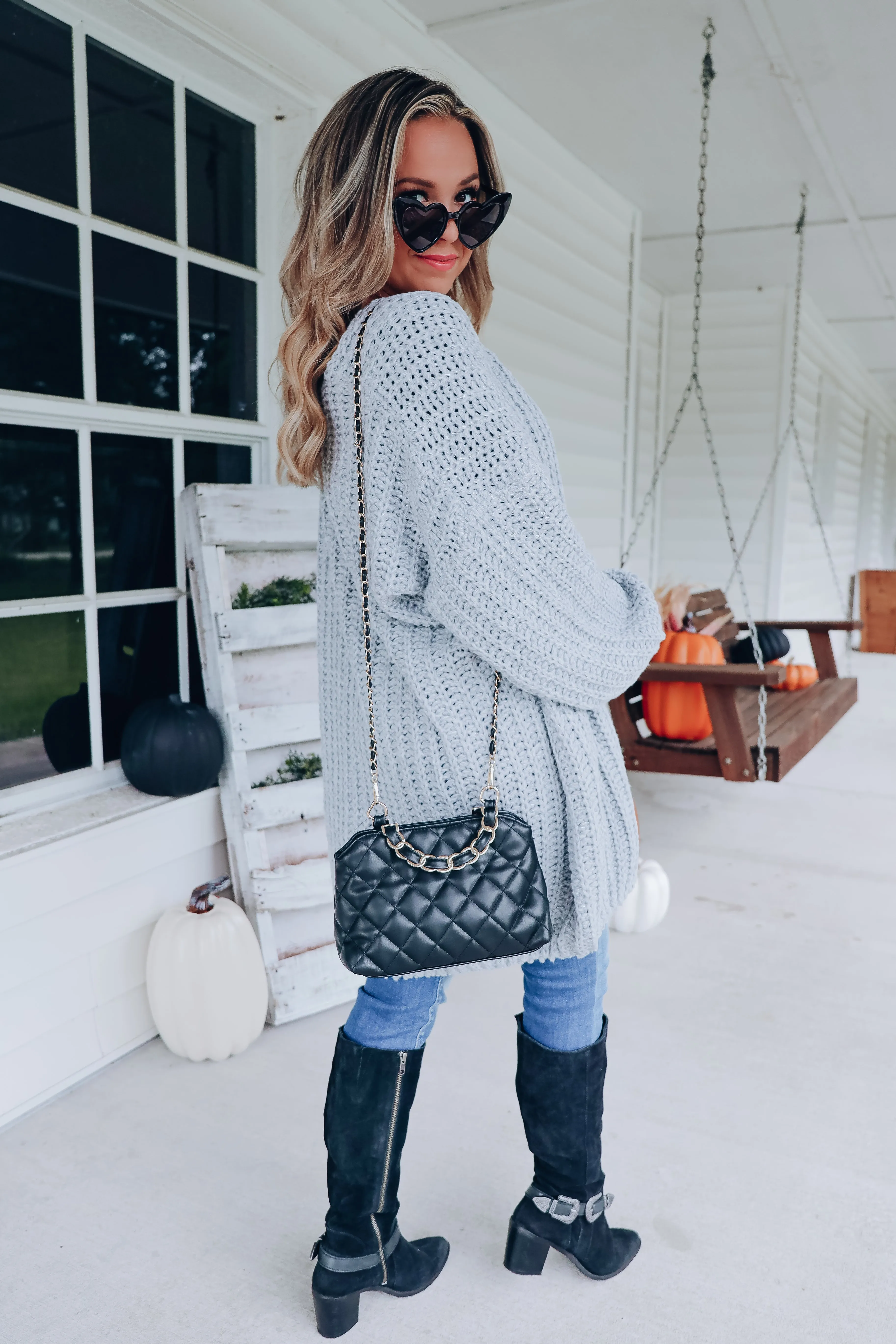 Embracing The Elements Knit Cardigan - Grey
