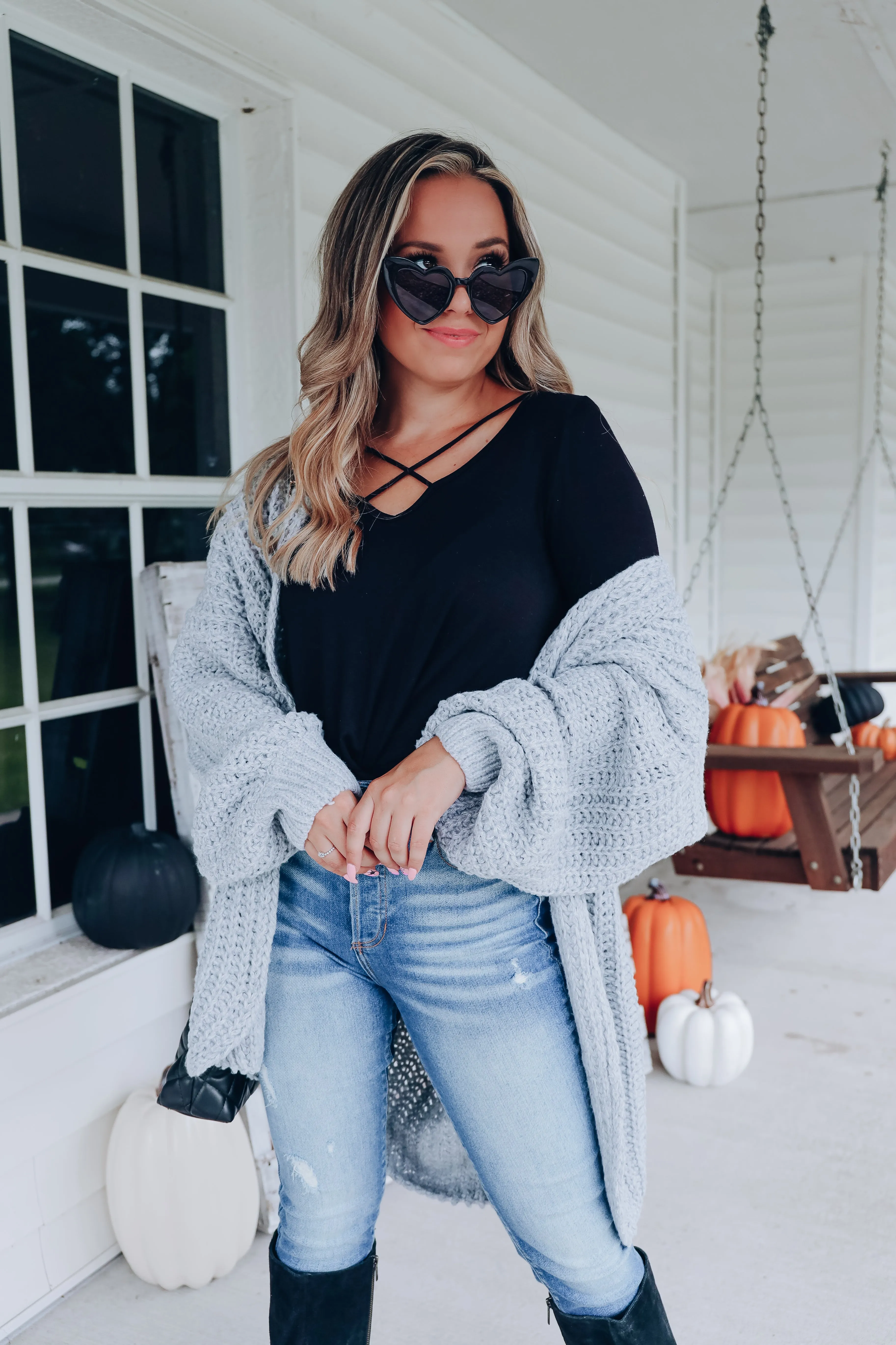 Embracing The Elements Knit Cardigan - Grey