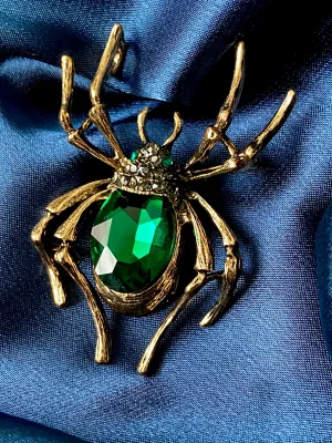 Emerald Spider Brooch