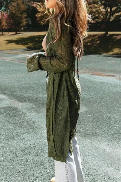 Este Openwork Open Front Long Sleeve Cardigan