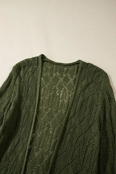 Este Openwork Open Front Long Sleeve Cardigan