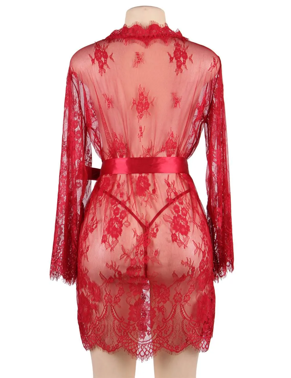Eyelash Black Lace Sleepwear Gown