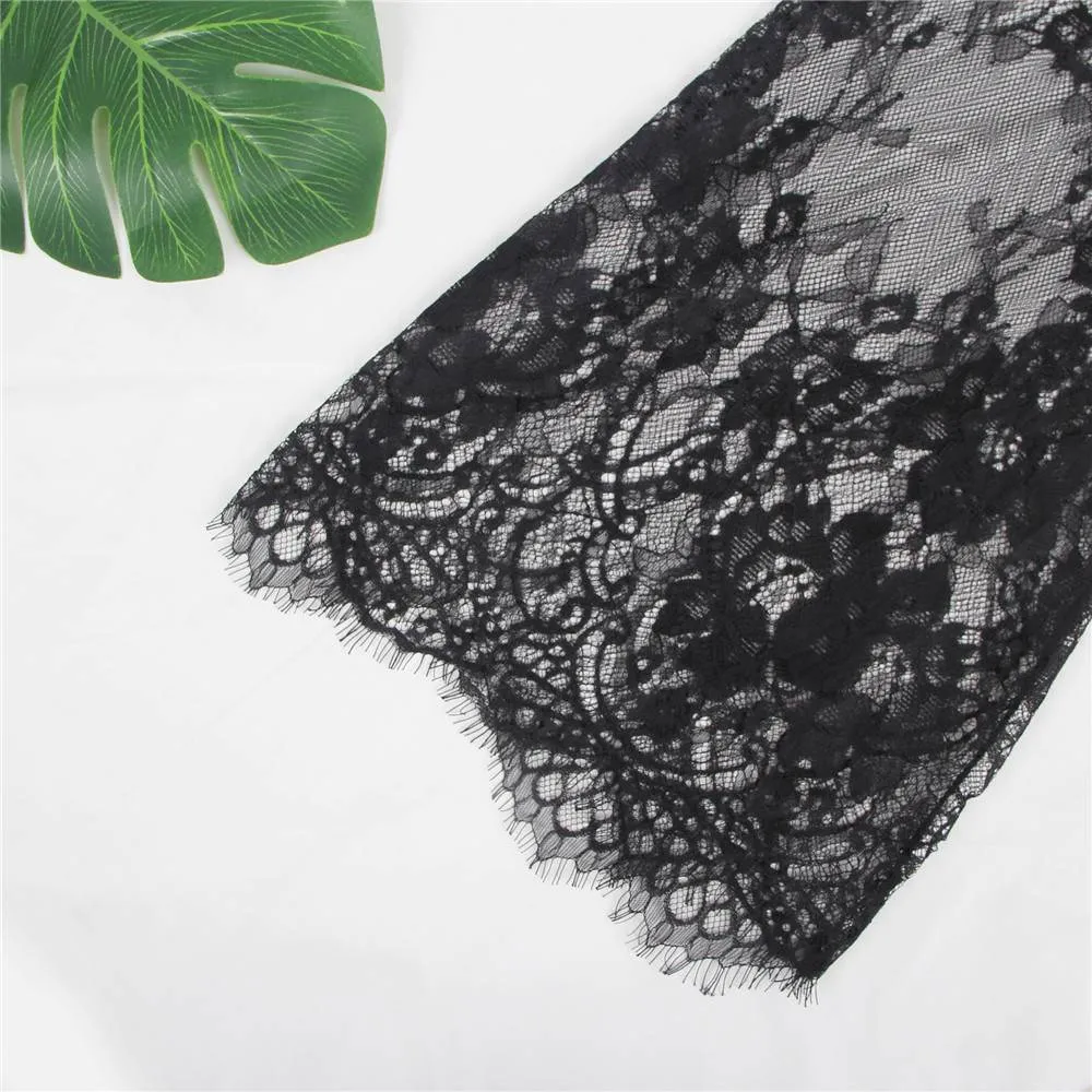 Eyelash Lace Nightdress Egypt Silk Long Sleeves Sleepwear with G String