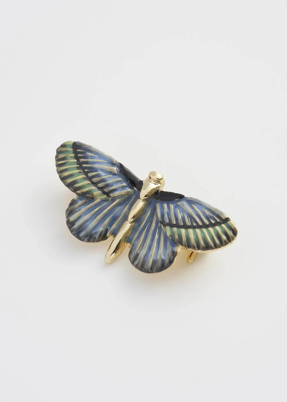 Fable England Deco Butterfly Brooch Blue