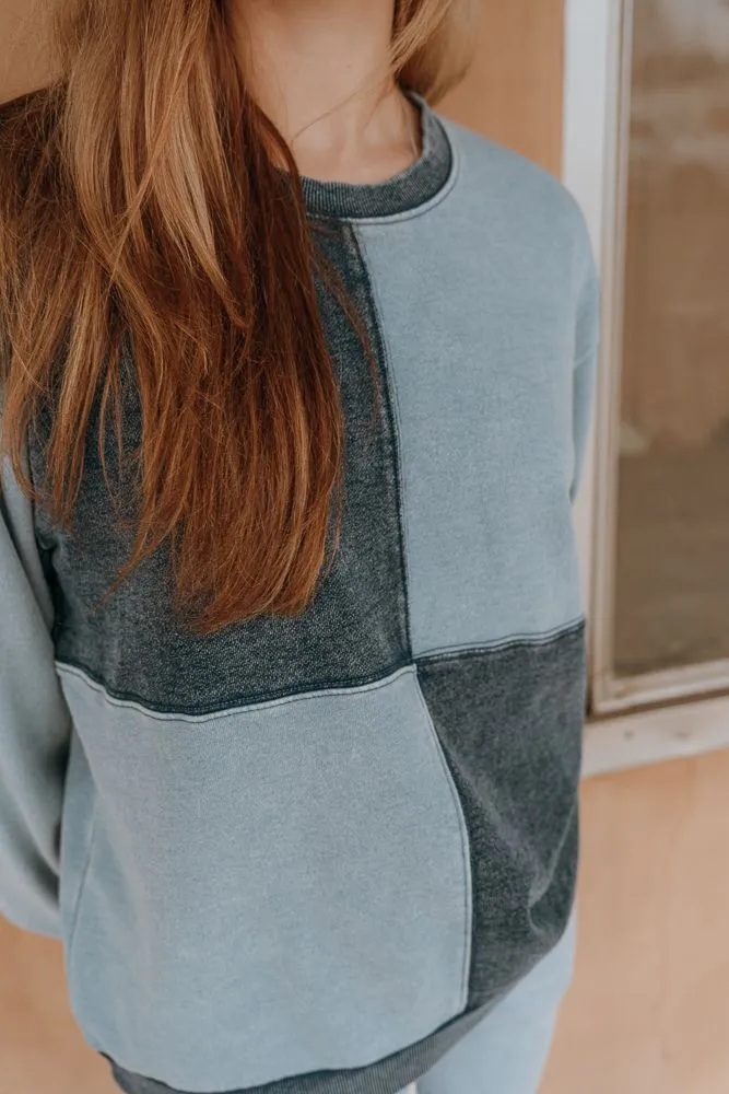 Fair & Square Denim Sweatshirt Washed Indigo ZT244196