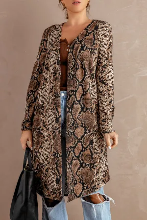 Fashion Snake Print Long Cardigan
