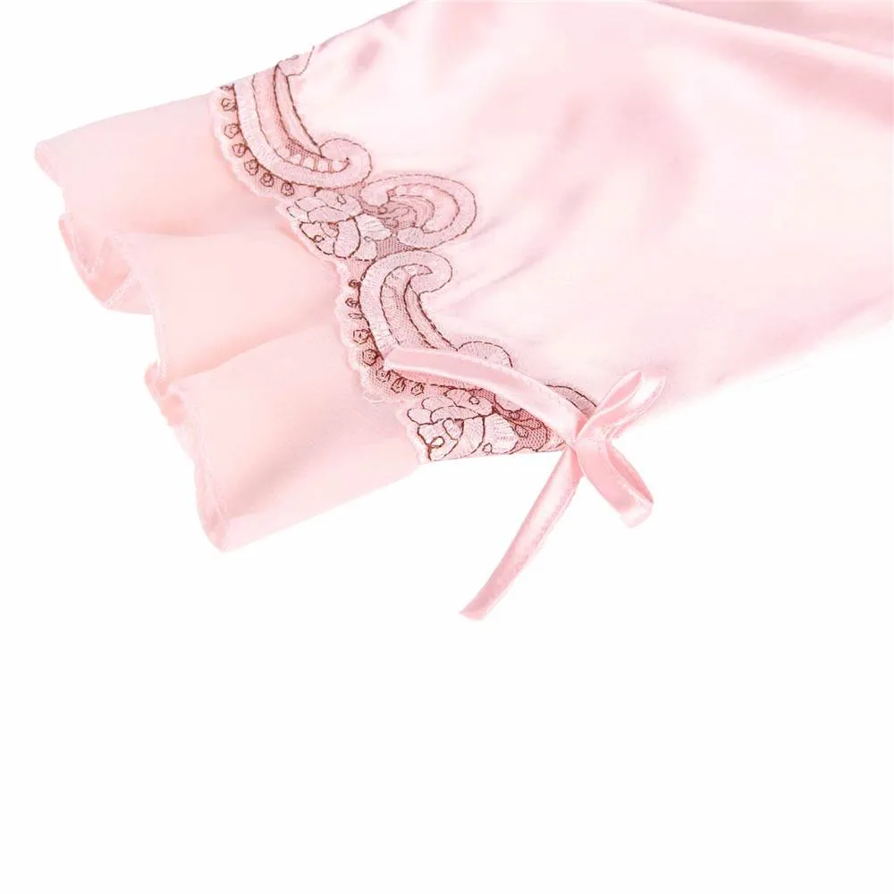 Fashionable Silk Embroidery Casual Nightdress
