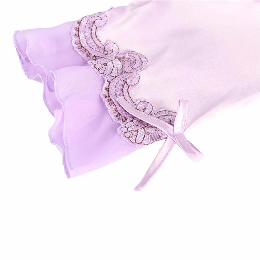 Fashionable Silk Embroidery Casual Nightdress
