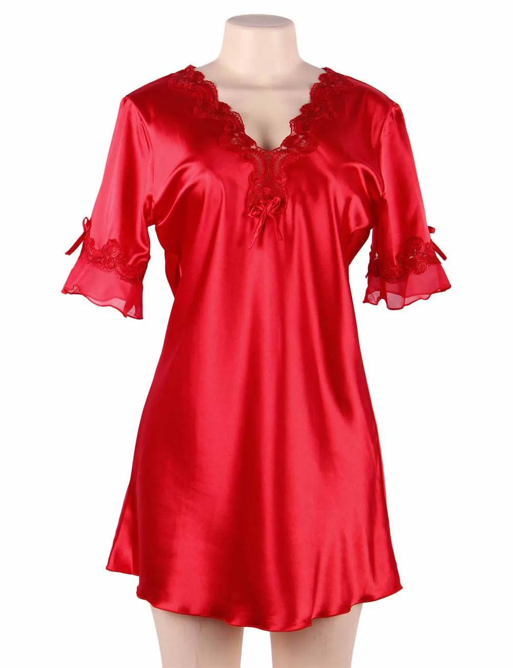 Fashionable Silk Embroidery Casual Nightdress