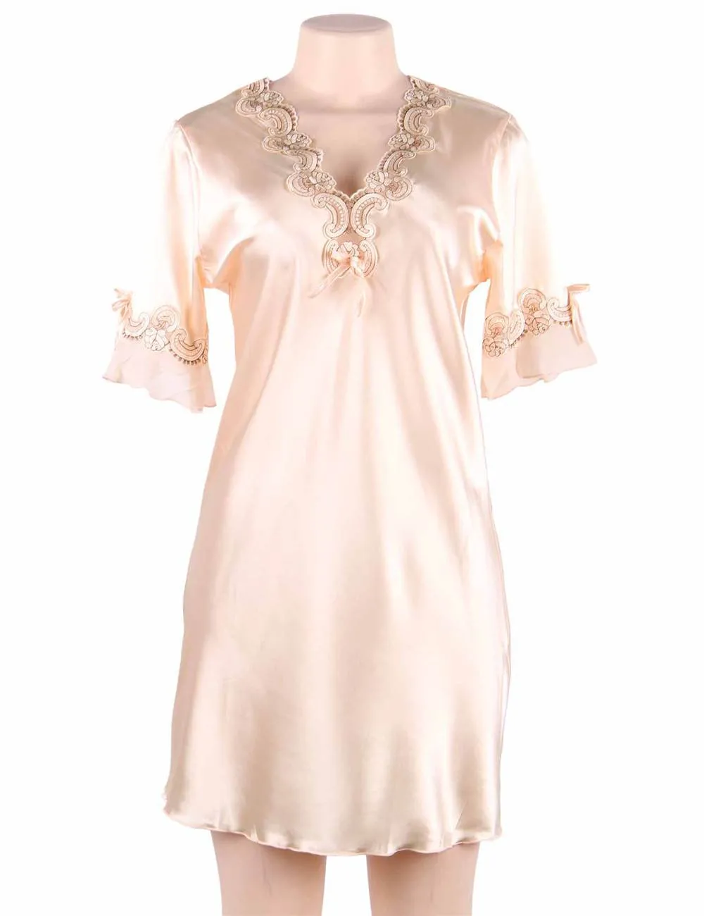Fashionable Silk Embroidery Casual Nightdress