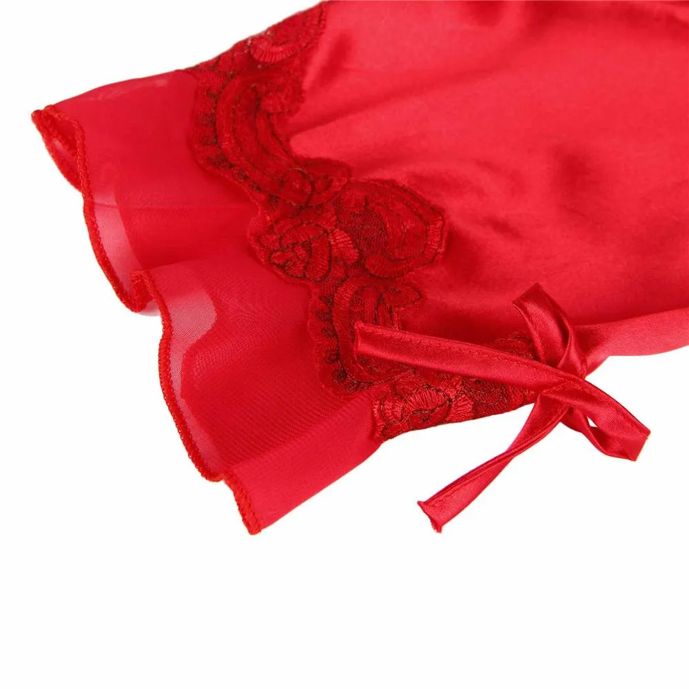 Fashionable Silk Embroidery Casual Nightdress