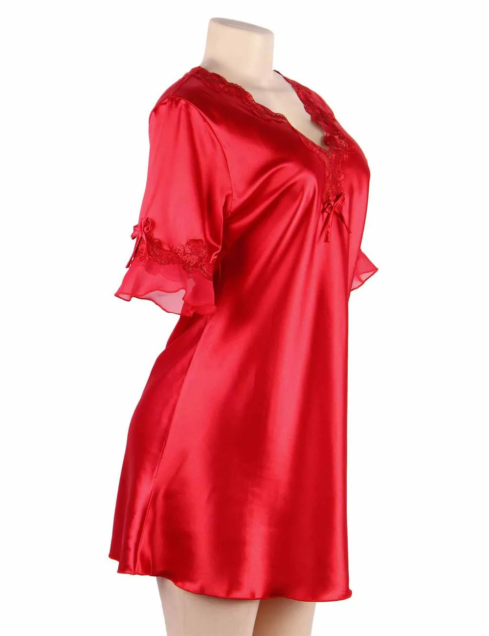 Fashionable Silk Embroidery Casual Nightdress